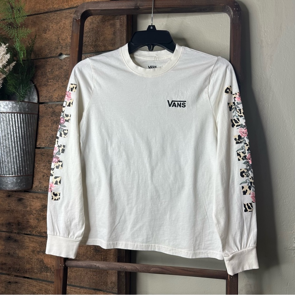 Vans Long Sleeve T-Shirt Girls size (14) L Checkerboard and Floral print NWT